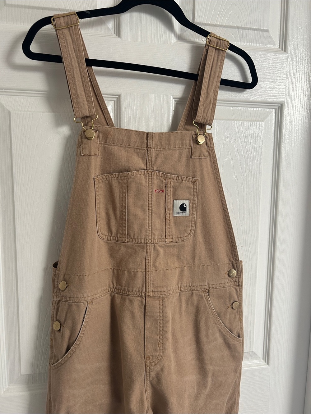 Carhartt women’s Tan Workwear Overalls with Brass Hardware